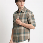Men's Brown Checked Relaxed Fit Cotton Casual Shirt
