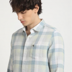 Men Slim Fit Striped Cotton Linen Casual Shirt